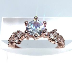 Engagement ring eternity band promise ring lab Diamond rose gold crystal jewelry